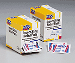 1-1/4"x2-5/8" Insect sting relief pad - 50 per box  Insect Sting relief Pads to alleviate pain and itching associated with insects bits from bees, wasps, hornets or other irritating bugs. 