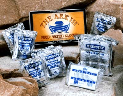 Our popular Super Ark 72 hour survival kits contain:  3 day supply of food and water, blanket and more